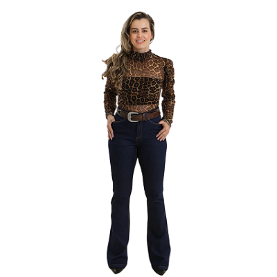 Calça Jeans Feminina Flare Country Tamanho 34 ao 48 Bolso Bordado