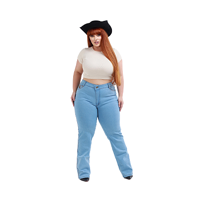 Calça Jeans Feminina Country Desing Moderno Corte Reto Plus Size Tamanho 50 ao 56