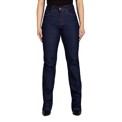 Calça Jeans Feminina Country Barra Reta Cintura Alta