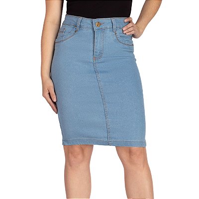 Saia Jeans Midi Moda Evangélica Feminina