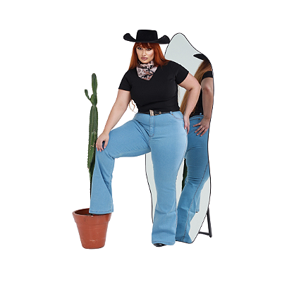 Calça Feminina Country Barra Flare Design Moderno Plus Size