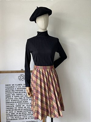 Saia kilt de lã xadrez (Deep Royal) - Mulheres