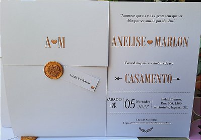 Convites de casamento Chique com lacre