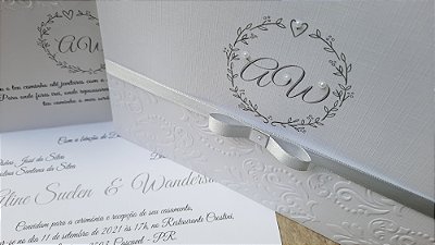 onvites de casamento com barrado em relevo