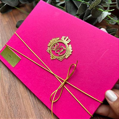 Convite capa dura luxo glítter