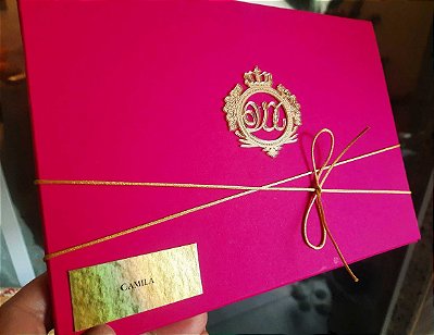 Convite capa dura luxo glítter