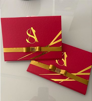 Convite de 15 Anos Vermelho e Dourado