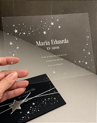 Convite com transparência noite estrelada