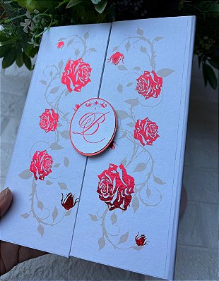 Caixa convite rosas luxo