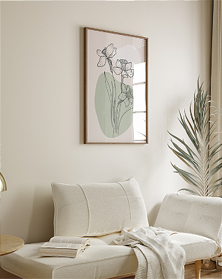Quadro Decorativo Flor Narciso Abstrato Minimalista