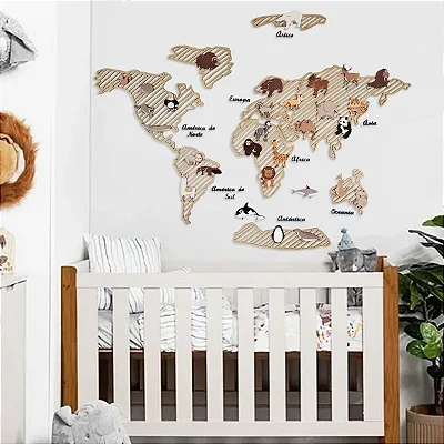 Painel Mapa Mundi Animais