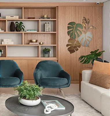 Quadro Escultura Folhas Tropicais em Madeira