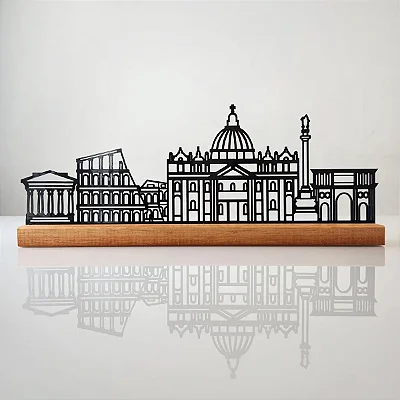 Escultura Skyline de Roma em Acrílico – Objeto Decoração
