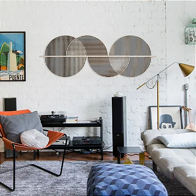 Escultura Círculos Abstratos em MDF – Painel Decorativo LevCut Decor