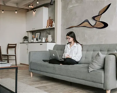 Escultura Parede Fita Fluida Abstrata | Painel LevCut Decor