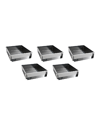 KIT 5 FORMAS LATERAL REMOVÍVEL TIRAMISU SLICE CAKE BOLO DE FATIA GRANDE INOX 30X30X10 CM