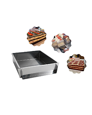 DUPLICADO - FORMA LATERAL REMOVÍVEL TIRAMISU SLICE CAKE BOLO DE FATIA GRANDE INOX 30X22X10 CM