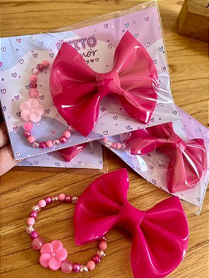 Kit Laço e pulseira pink