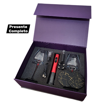 Kit Vinho - 02 Taças Romance + Abridor USB + Acessórios