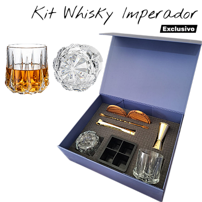 Kit Whisky / Drinks - 02 Copos Imperador + Acessórios