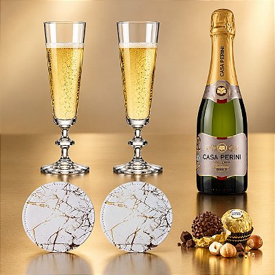 Kit Espumante com 2 Taças de Cristal