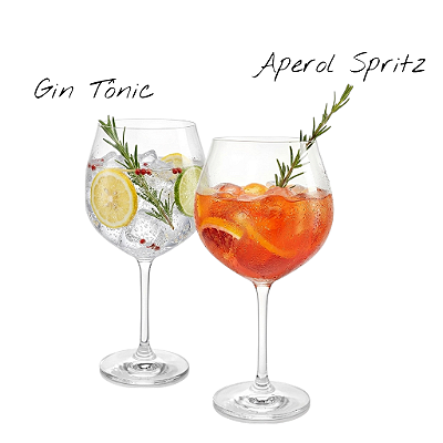 2 Taças de Cristal para Drinks - Gin Tonic/Aperol