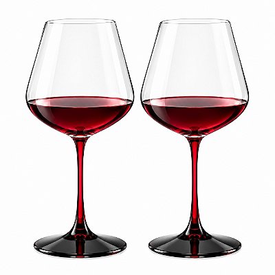 2 Taça de Vinho Haste Vermelha - Romance