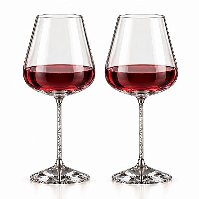 2 Taças de Vinho Haste com Cristal - Diamante