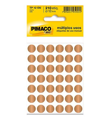 Etiqueta Pimaco TP 12 Ouro PCT C/210 UN