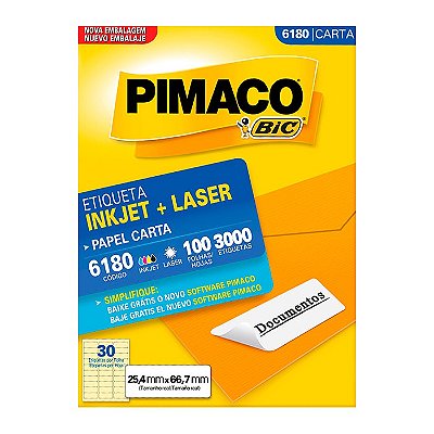 Etiqueta Pimaco InkJet+Laser Branca Carta 6180