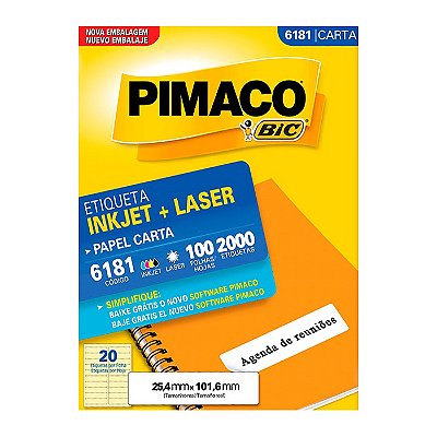 Etiqueta Pimaco InkJet+Laser Branca Carta 6181 C/2000 Etiquetas