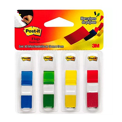 Bloco Adesivo Post-it 3M Flags 4 Cores Sortido PCT C/80 FLS