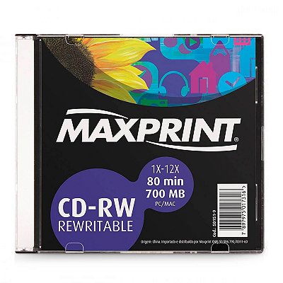 CD-RW Regravável Slim Maxprint
