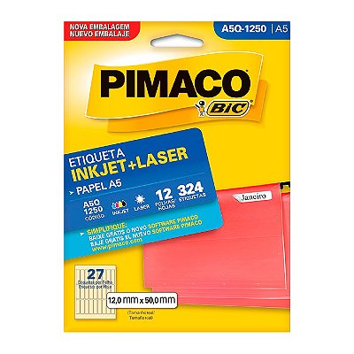 Etiqueta Pimaco InkJet+Laser Branca A5 Q1250 C/324 Etiquetas
