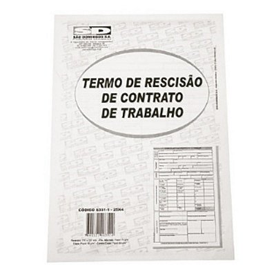 Impresso Termo de Rescisão do Contrato de Trabalho 100 Folhas São Domingos