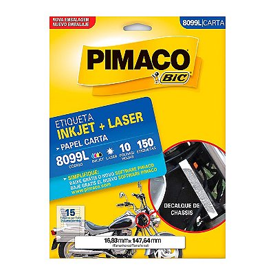 Etiqueta Pimaco InkJet+Laser Branca Carta 8099L