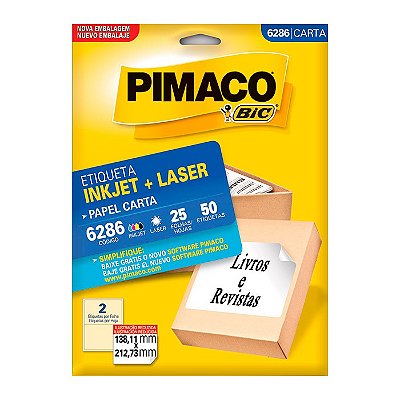 Etiqueta Pimaco InkJet+Laser Branca Carta 6286 C/50 Etiquetas