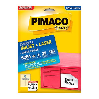 Etiqueta Pimaco InkJet+Laser Branca Carta 6284 C/150 Etiquetas