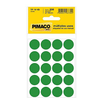 Etiqueta Pimaco TP 19 Verde PCT C/200 UN