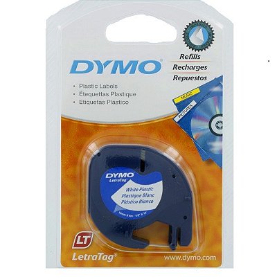 Fita Poliéster Rotulador Dymo Letratag 12 MM X 4 M Preto/Branco Ref.: 91331