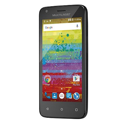 Smartphone Multilaser MS45S TEEN Preto 3G Tela 4.5" Camera 5MP + 3MP Quad Core 8GB Android 6.0 - P9038
