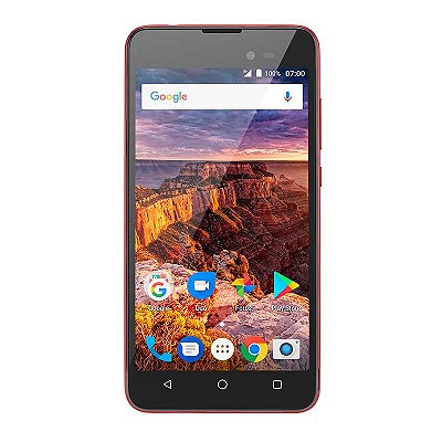 Smartphone Multilaser MS50L 3G QuadCore 1GB RAM Tela 5" Dual Chip Android 7 Preto/Vermelho - P9053