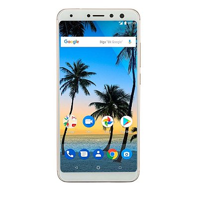 Smartphone Multilaser MS80 4GB RAM + 64GB Tela 5,7" HD+ 4G Android 7.1 Qualcomm Dual Câmera 20MP+8MP Dourado - P9067