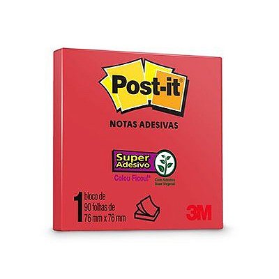 Bloco Adesivo Post-It 3M 76 X 76mm Telha/Vermelho 654