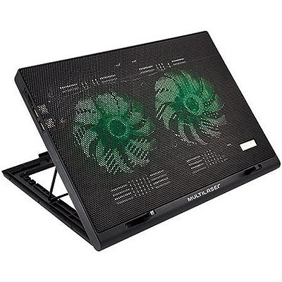 Cooler para Notebook Warrior Power Gamer LED Verde Luminoso - AC267