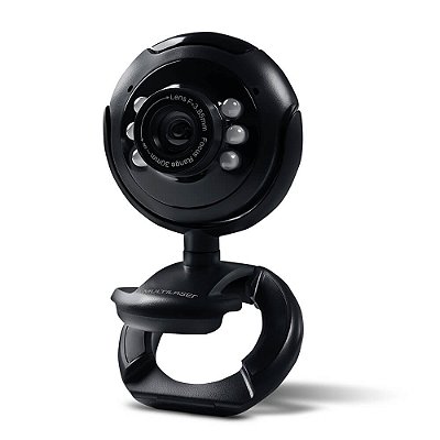 Webcam Multilaser Plug e Play 16Mp Night Vision Microfone USB Preto - WC045