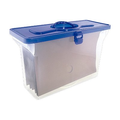 Maleta Arquivo Empilhável Dello C/ 6 Pastas Suspensas Kraft Azul 0332-C