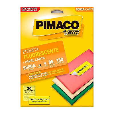 Etiqueta Pimaco InkJet+Laser Amarela Carta 5580A