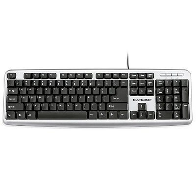 Teclado Básico Slim Preto e Prata USB Multilaser - TC067