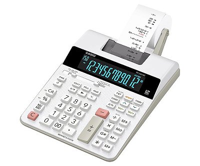 Calculadora com Bobina 12 Dígitos 2 Lin/Sec Display LED Bivolt Branca CASIO FR-2650RC-B-DC